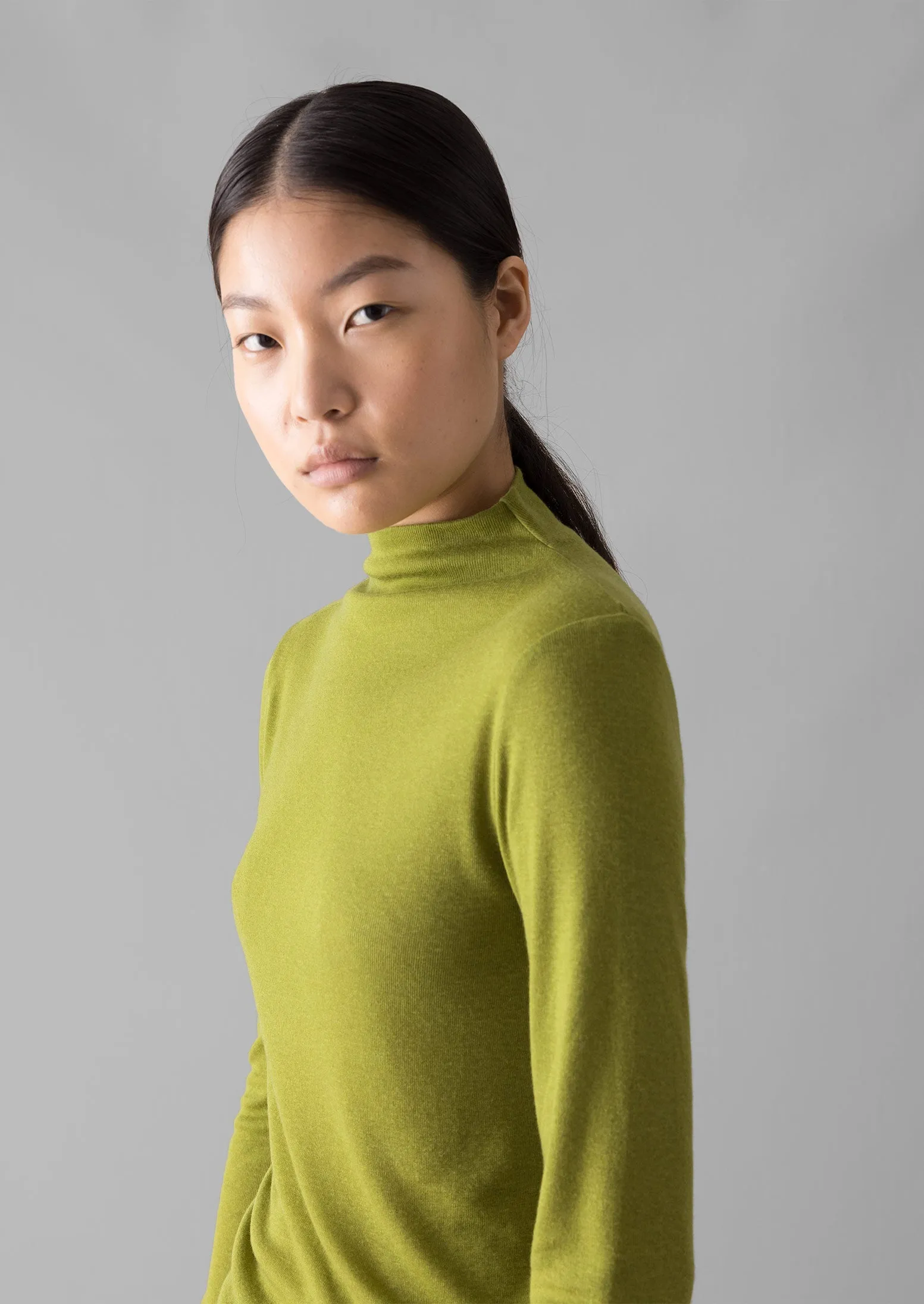 Aster High Neck Wool Lyocell Tee | Pea sold by TOAST product image thumbnail 3