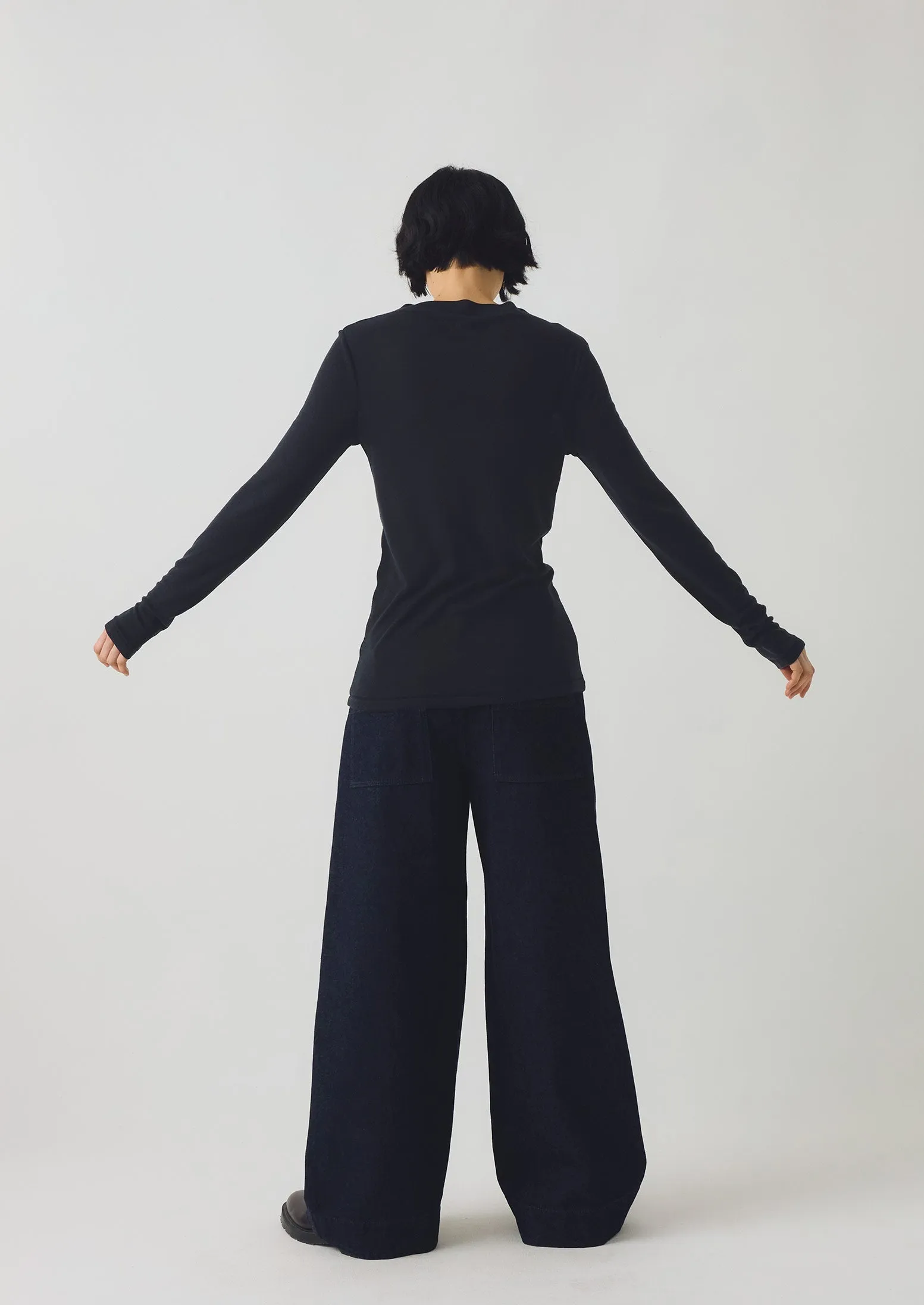 Aster High Neck Wool Lyocell Tee | Black sold by TOAST product image thumbnail 3