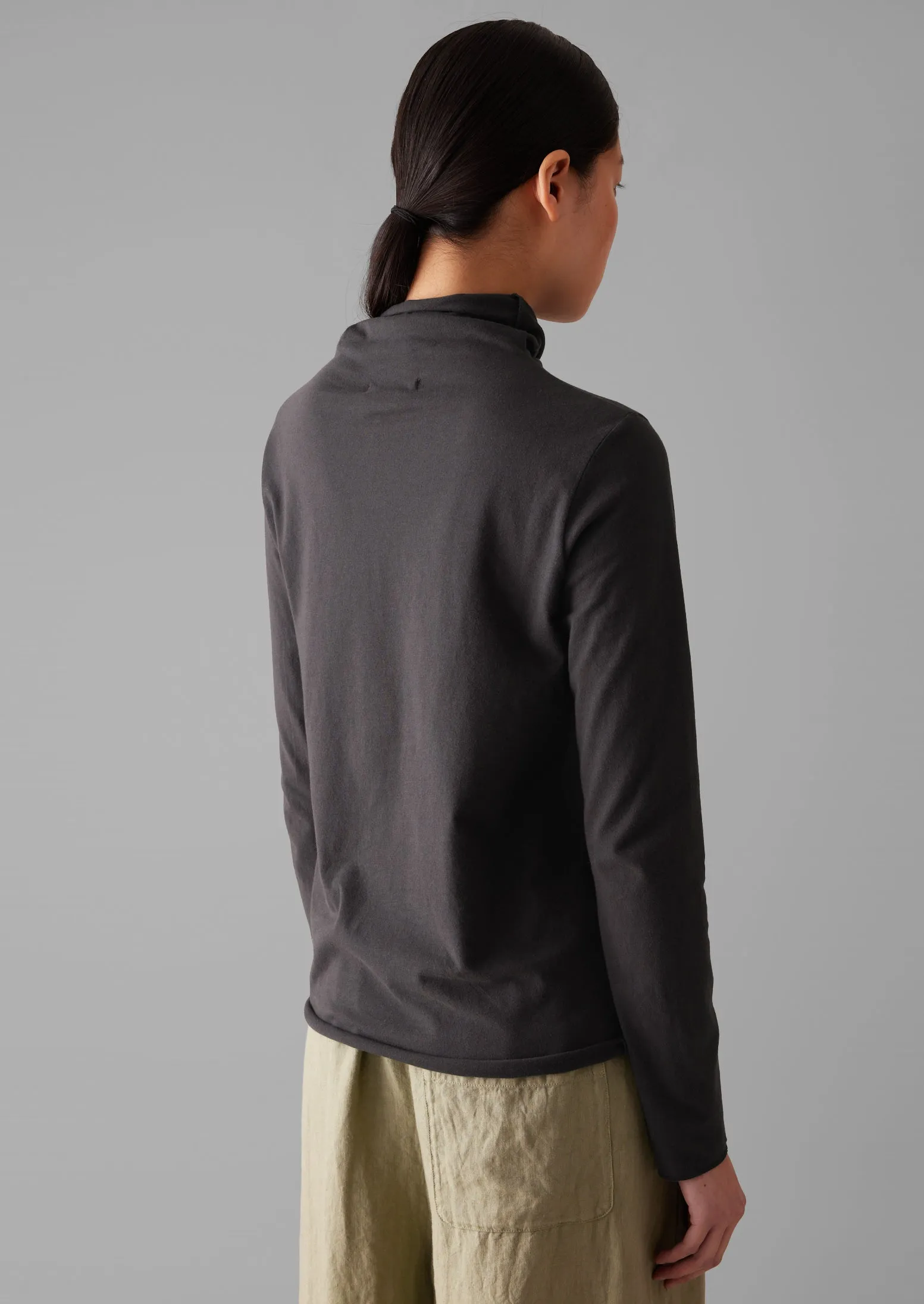 High Neck Brushed Cotton Tee | Soft Charcoal sold by TOAST product image thumbnail 3