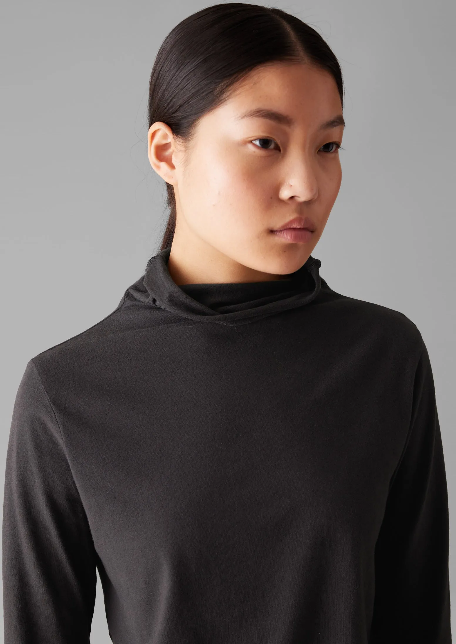 High Neck Brushed Cotton Tee | Soft Charcoal sold by TOAST product image thumbnail 4