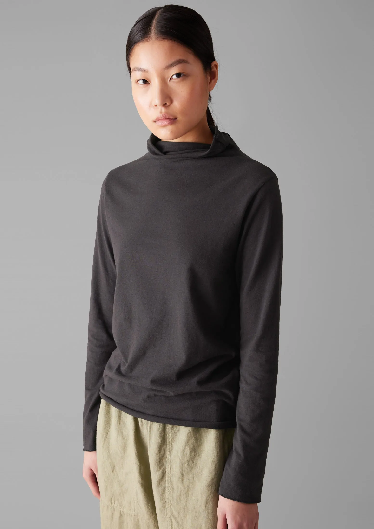 High Neck Brushed Cotton Tee | Soft Charcoal sold by TOAST product image thumbnail 2