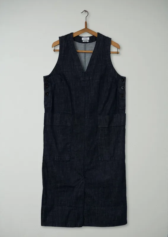 Reworn Denim Pinafore Dress Size 12 (972) | Indigo sold by TOAST