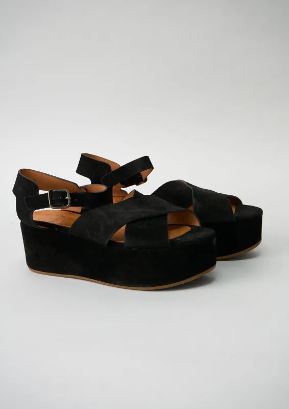 Reworn Chie Mihara Wedge Sandals Size 39 (293) | Black sold by TOAST