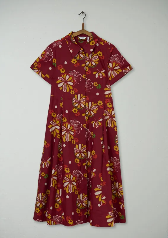 Reworn Aster Print Dress Size 8 (1046) | Crimson sold by TOAST
