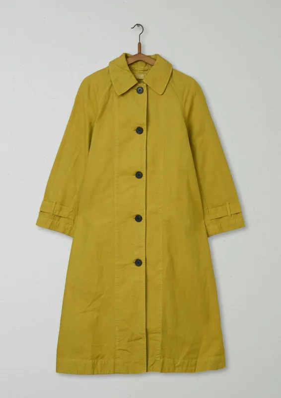 Reworn Cotton Linen Canvas Coat Size 6 (067) | Olive Oil sold by TOAST