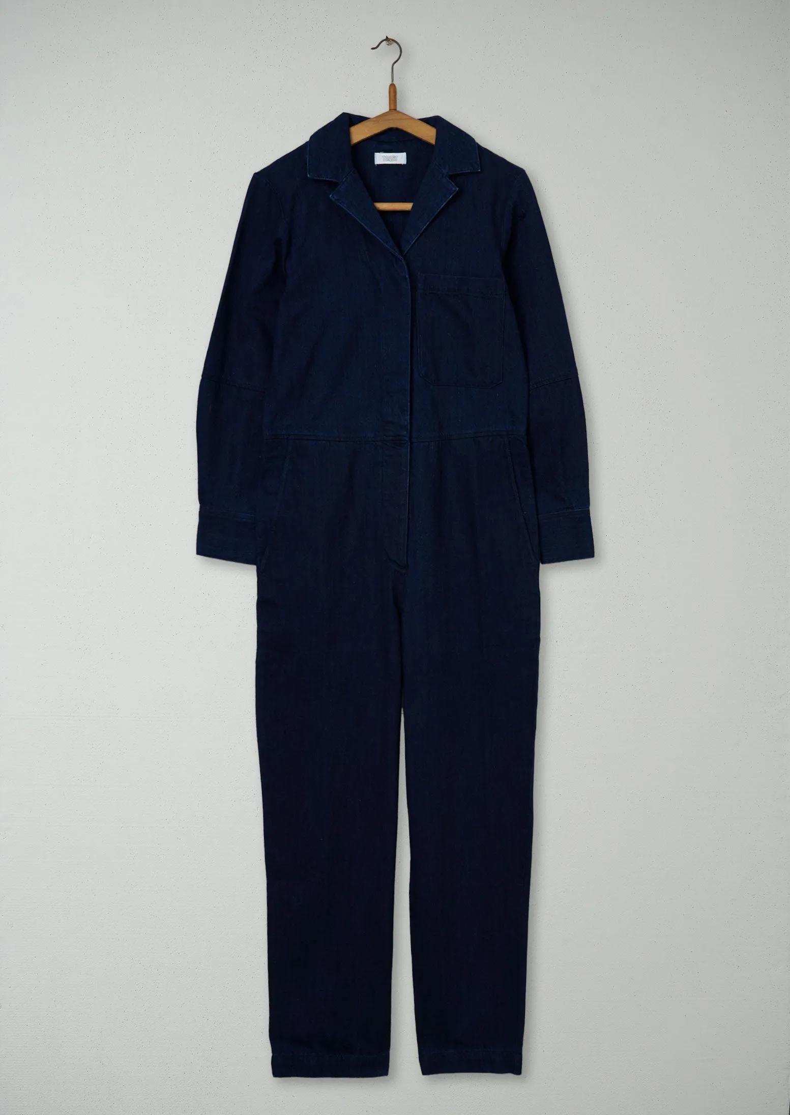 Reworn Cotton Twill Jumpsuit Size 8 (611) | Indigo sold by TOAST