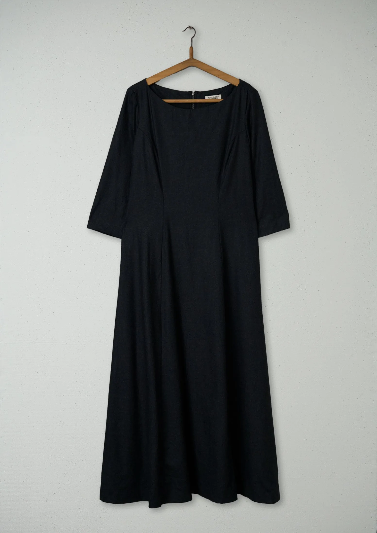 Reworn Wool Maxi Dress Size 14 (861) | Charcoal sold by TOAST