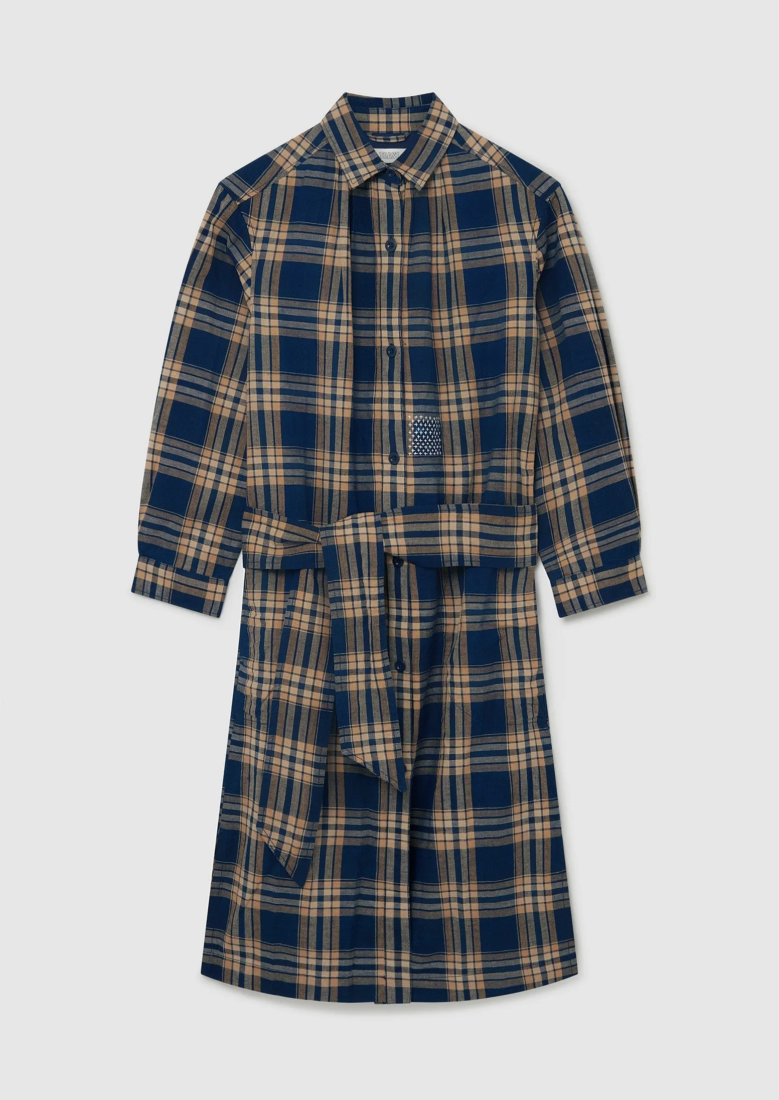 Renewed Indigo Check Shirt Dress Size 8 | Indigo sold by TOAST