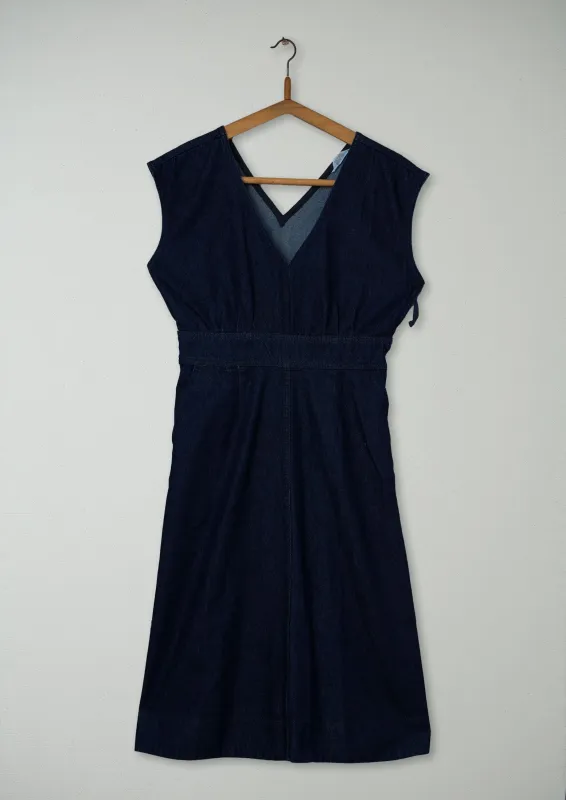 Reworn V Neck Dress Size 6 (1068) | Indigo sold by TOAST