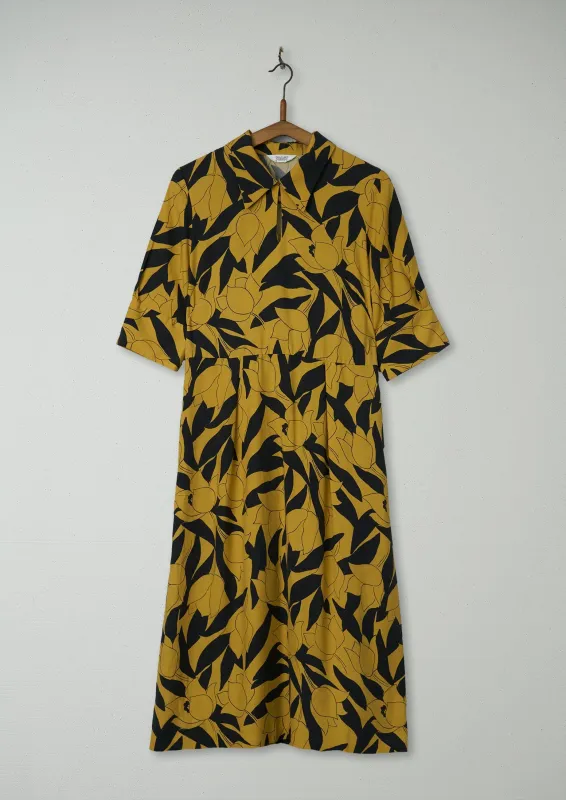 Reworn Floral Print Dress Size 8 (1100) | Soft Yellow sold by TOAST