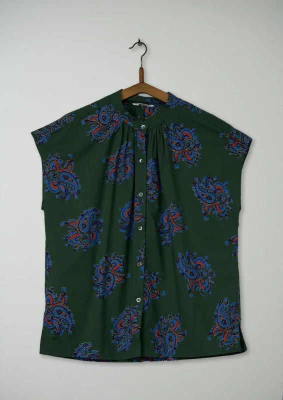 Reworn Paisley Print Cotton Size 8 (588) | Forest Green sold by TOAST