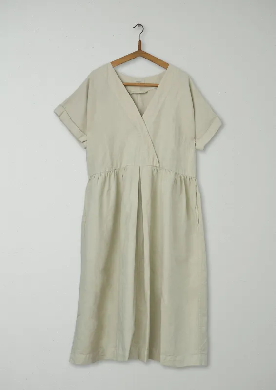 Reworn Cotton Linen Wrap Front Dress Size 16 (1108) | Putty sold by TOAST