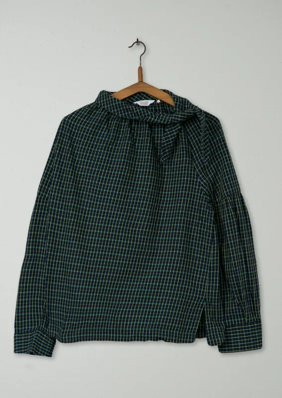 Reworn Check Cotton Tie Neck Shirt Size 12 (615) | Multi sold by TOAST