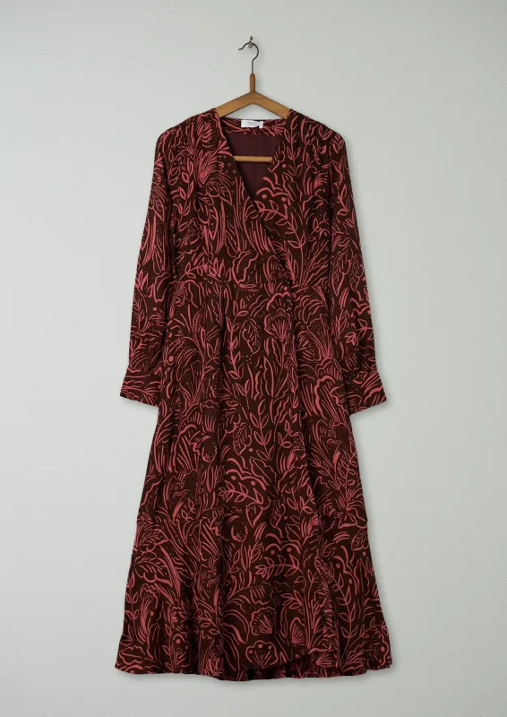 Reworn Print Wrap Dress Size 8 (1062) | Maroon sold by TOAST