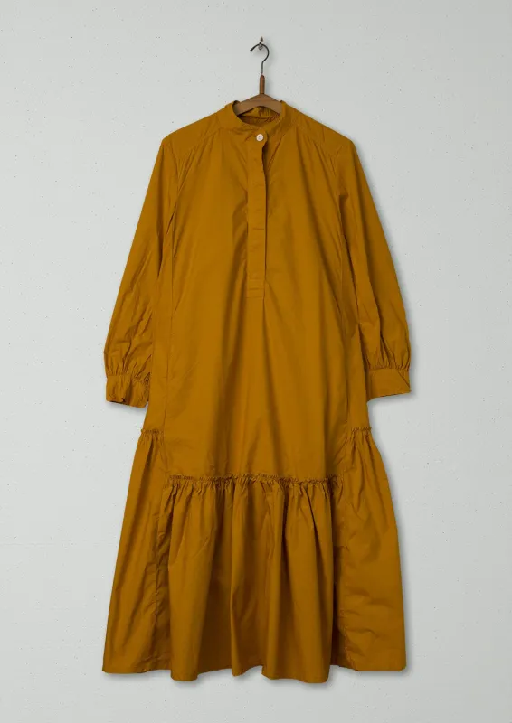 Reworn Poplin Gathered Hem Dress Size 6 (1078) | Mustard sold by TOAST