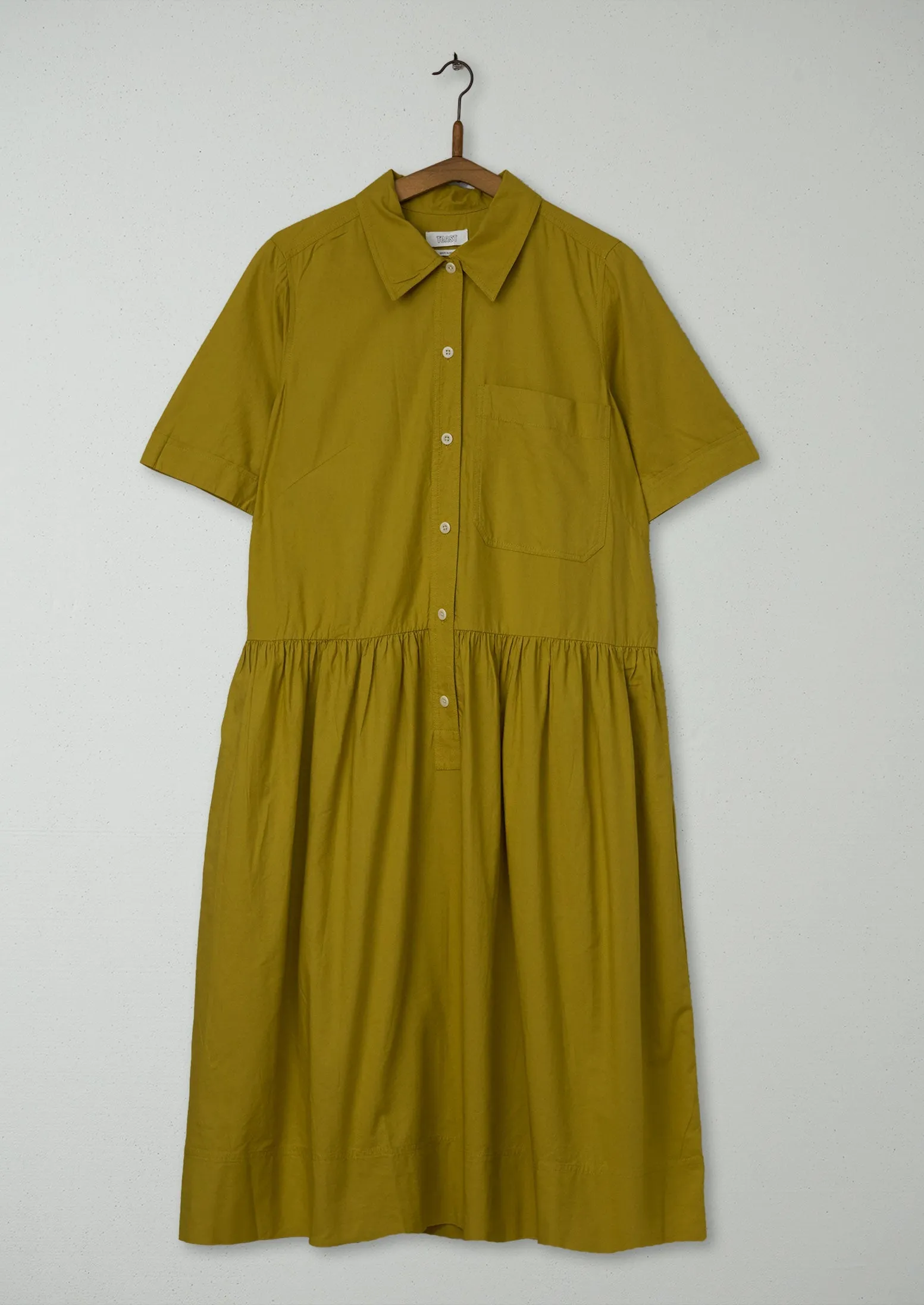 Reworn Cotton Oxford Shirt Dress Size 8 (1133) | Olive Oil sold by TOAST