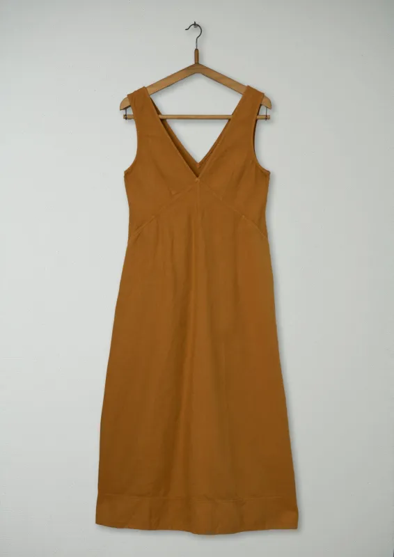 Reworn Cotton Linen Twill Dress Size 6 (989) | Butterscotch sold by TOAST