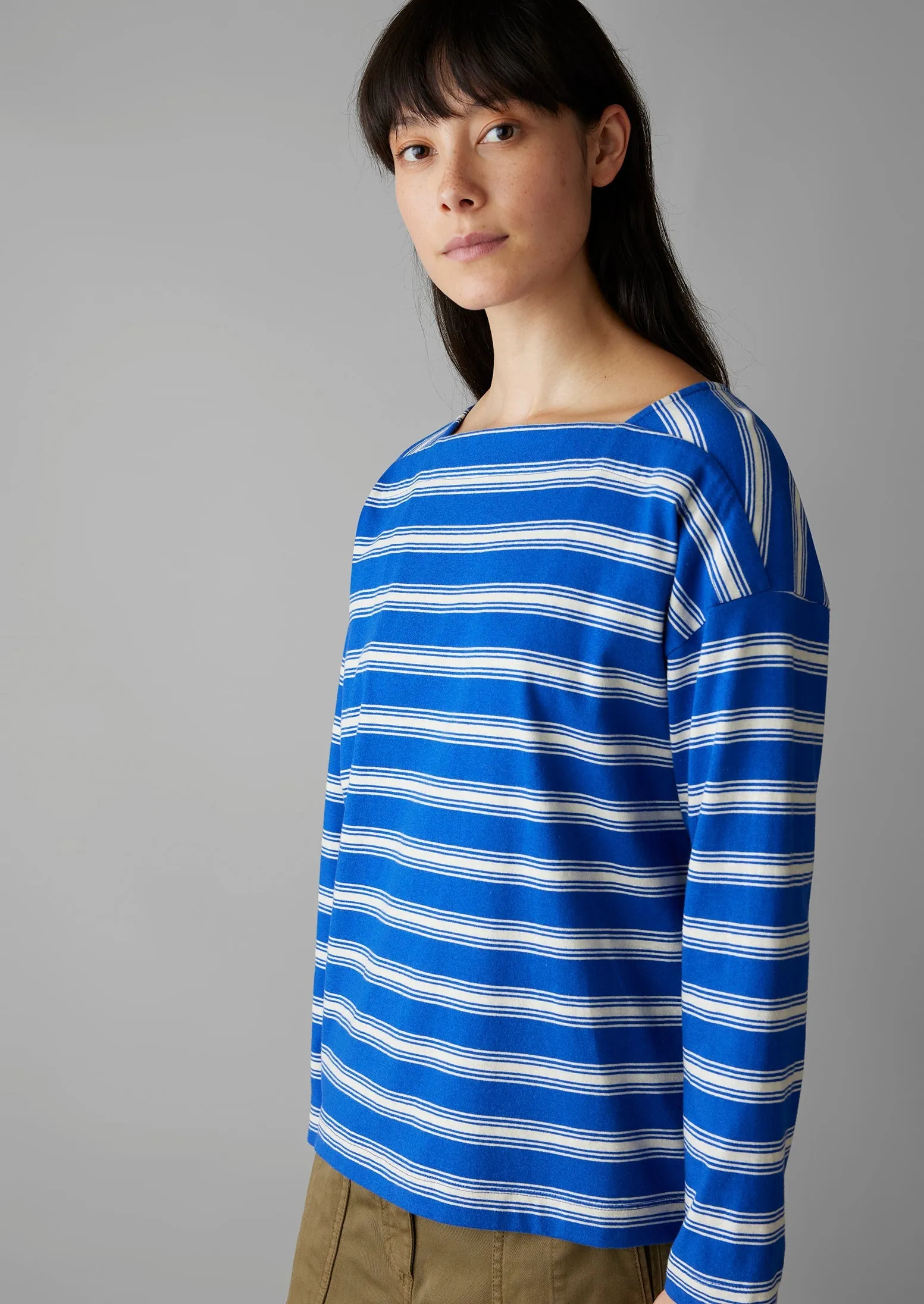 Stripe Organic Cotton Long Sleeve Tee | Lapis/Oat sold by TOAST product image thumbnail 4