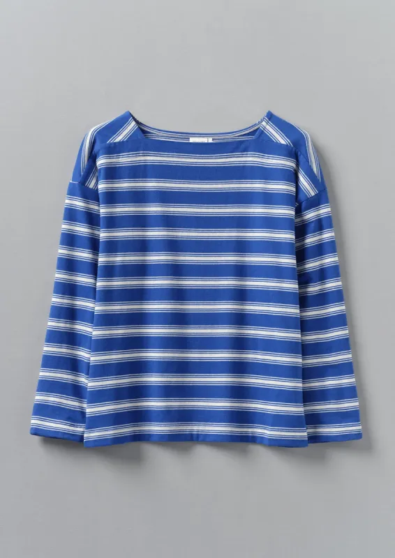 Stripe Organic Cotton Long Sleeve Tee | Lapis/Oat sold by TOAST