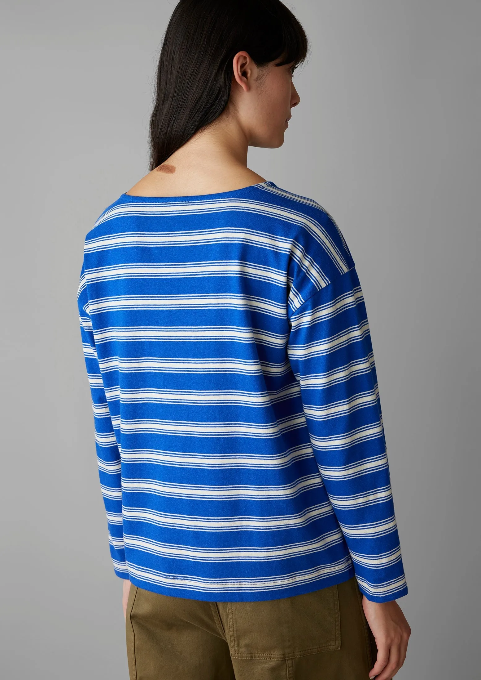Stripe Organic Cotton Long Sleeve Tee | Lapis/Oat sold by TOAST product image thumbnail 5