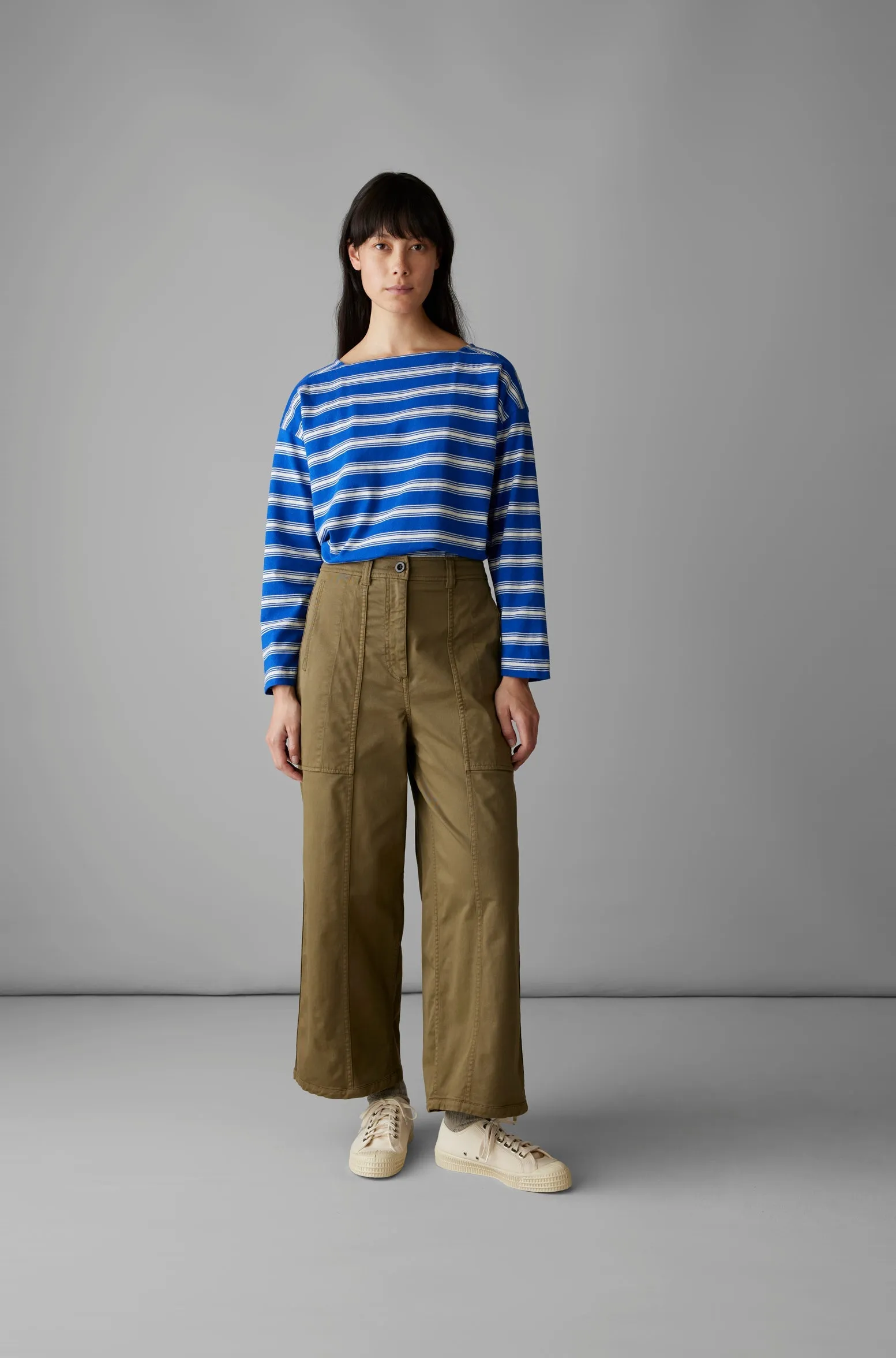 Stripe Organic Cotton Long Sleeve Tee | Lapis/Oat sold by TOAST product image thumbnail 2