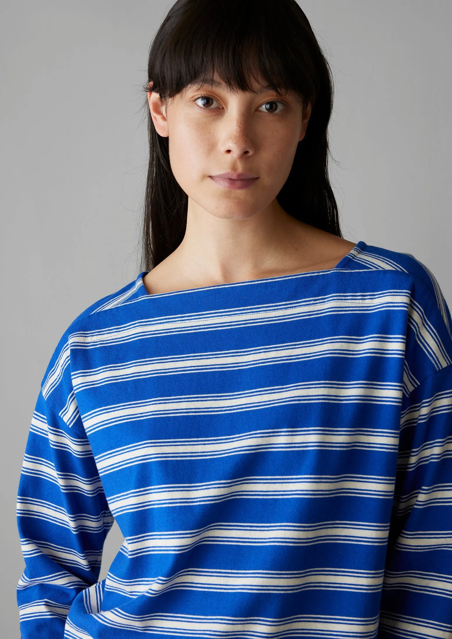 Stripe Organic Cotton Long Sleeve Tee | Lapis/Oat sold by TOAST product image thumbnail 3