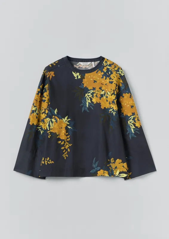 Botanical Shadow Print Cotton Top | Shadow Blue sold by TOAST