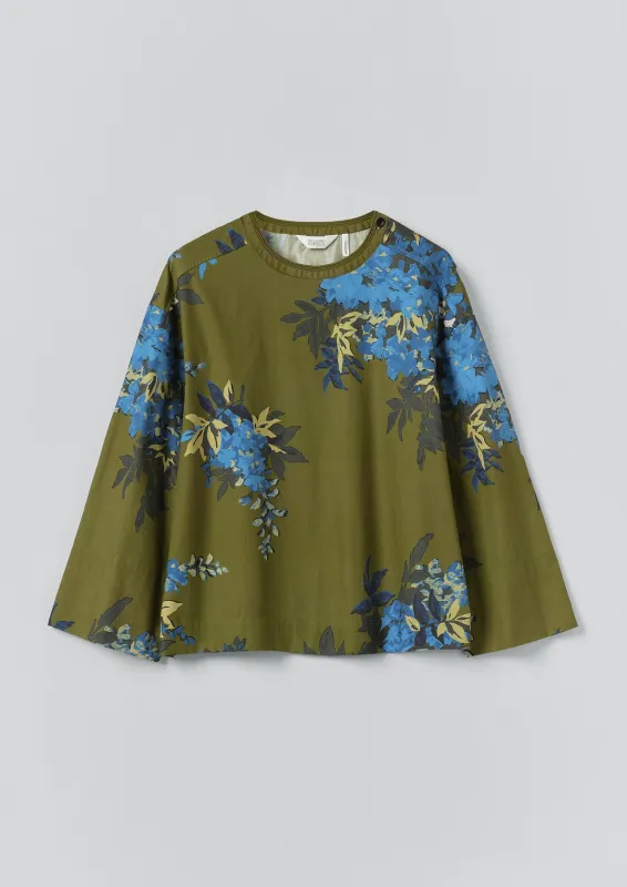 Botanical Shadow Print Cotton Top | Olive sold by TOAST