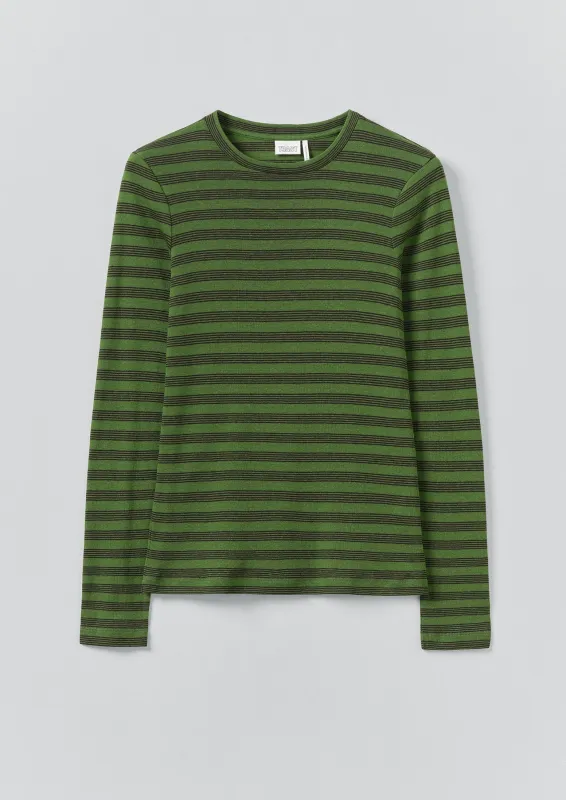 Agnes Stripe Wool Lyocell Tee | Peridot Green/Black sold by TOAST