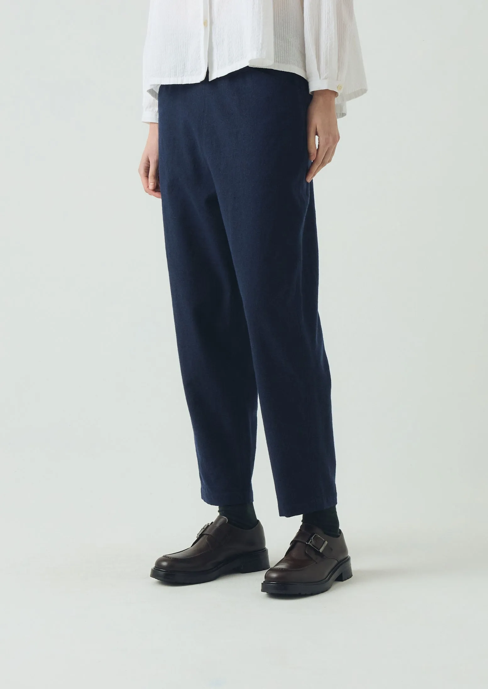 Alix Cotton Wool Houndstooth Trousers | Dark Navy sold by TOAST product image thumbnail 2