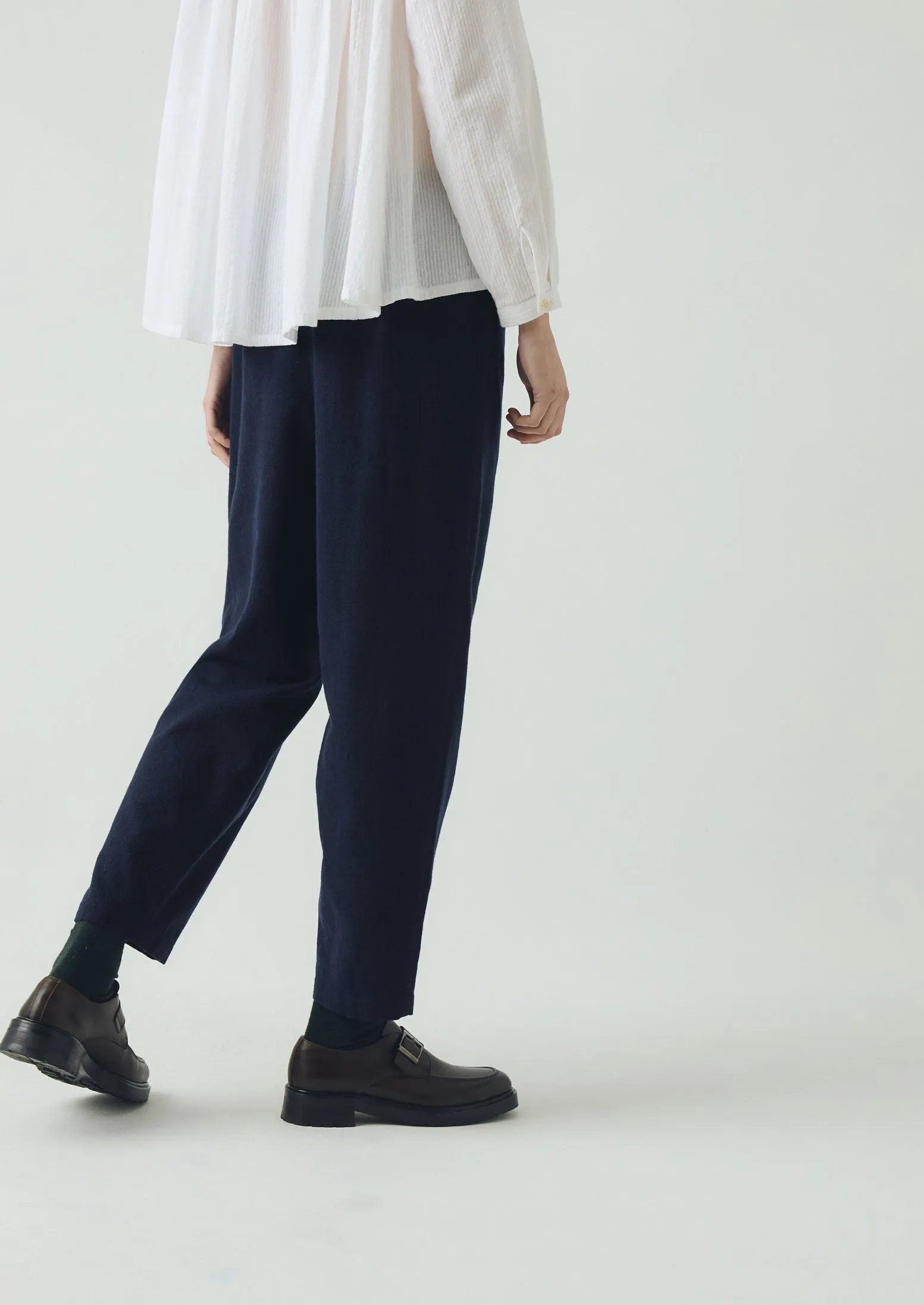 Alix Cotton Wool Houndstooth Trousers | Dark Navy sold by TOAST product image thumbnail 3