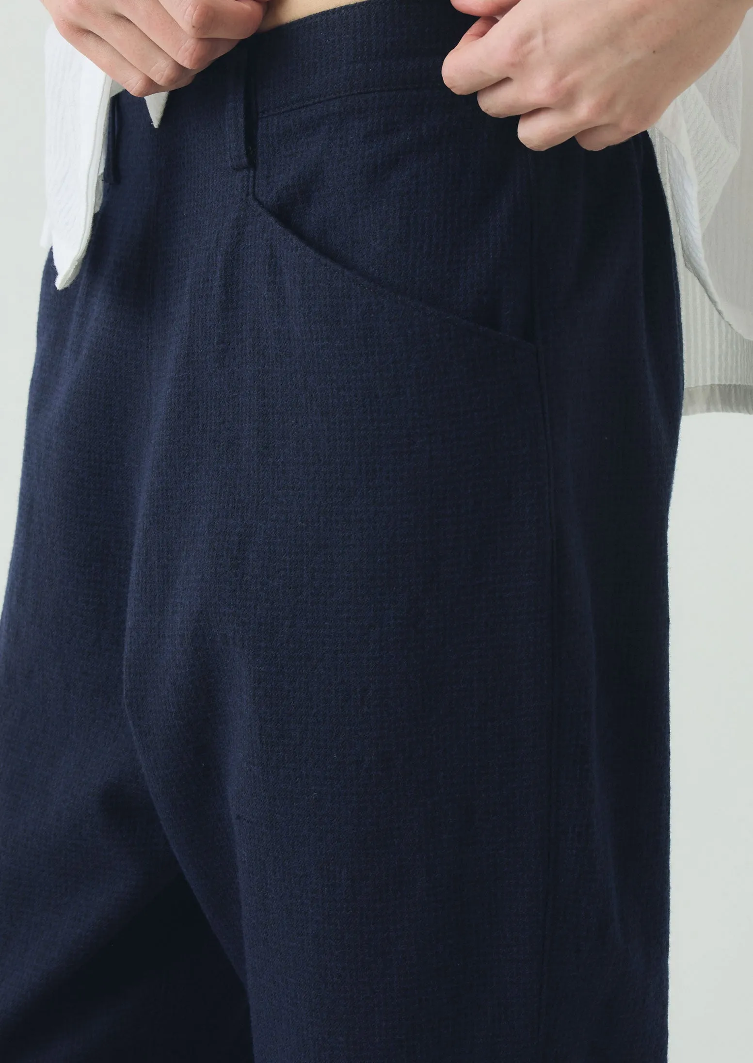 Alix Cotton Wool Houndstooth Trousers | Dark Navy sold by TOAST product image thumbnail 5