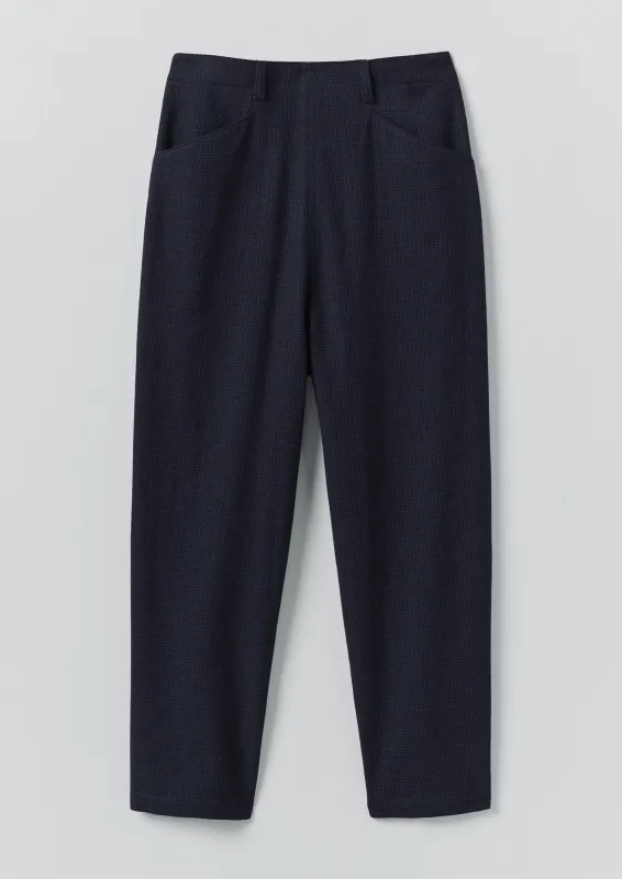 Alix Cotton Wool Houndstooth Trousers | Dark Navy sold by TOAST