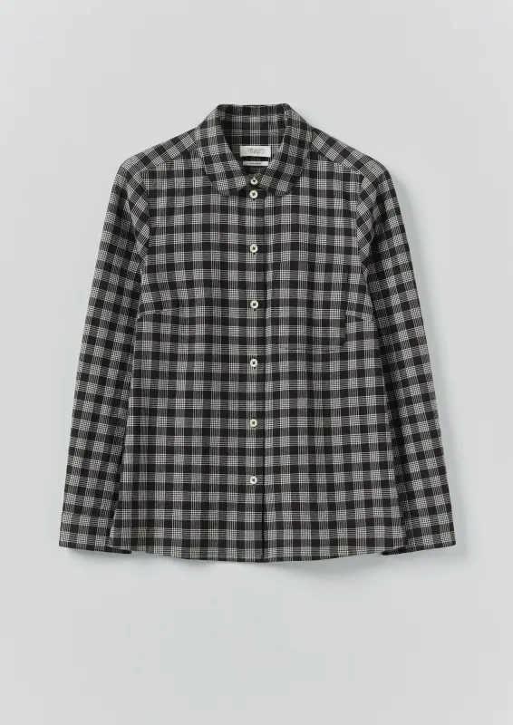 Ollie Binding Check Cotton Wool Shirt | Black/Ecru sold by TOAST