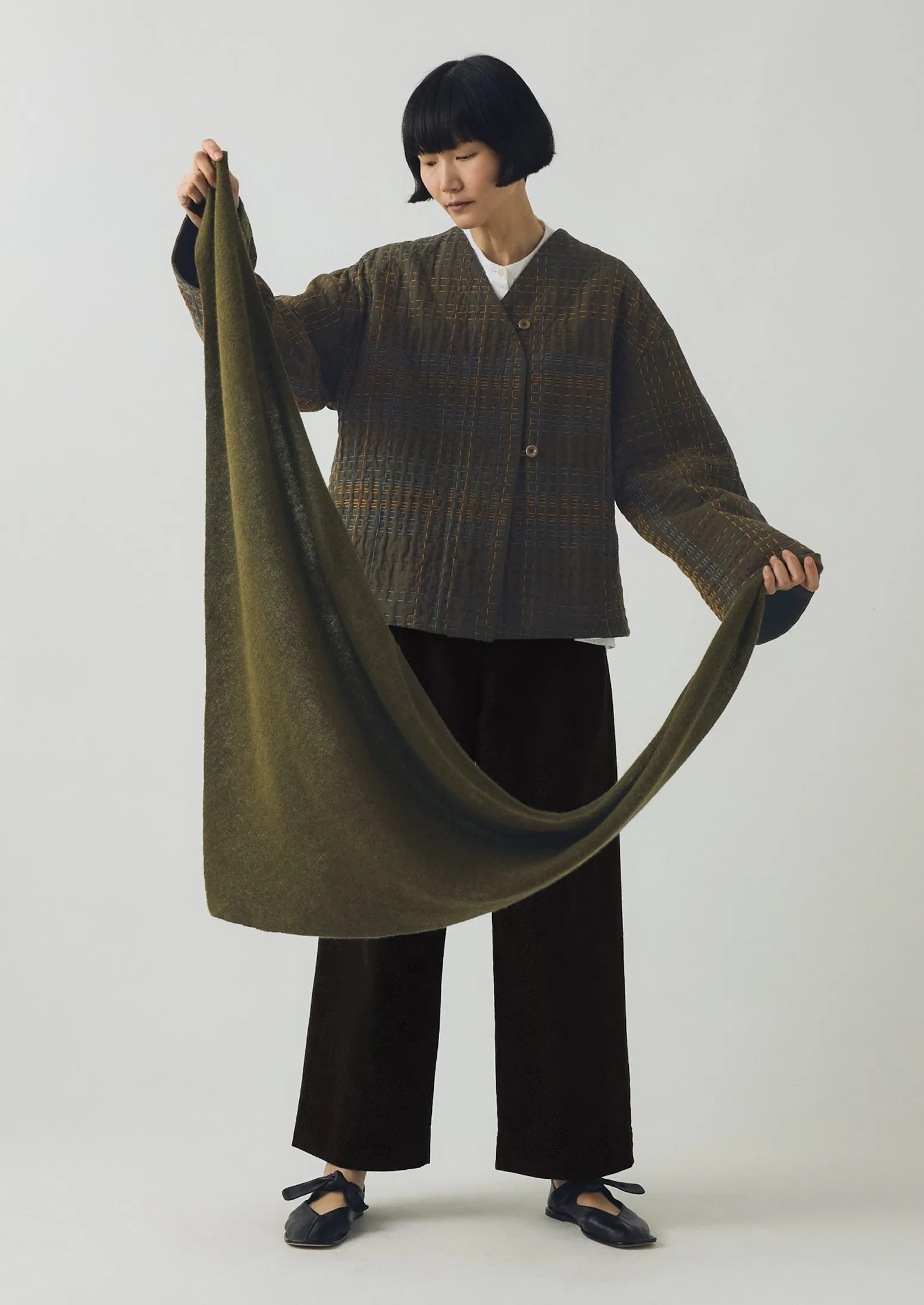 Wool Cashmere Large Bandana | Olive sold by TOAST product image thumbnail 3