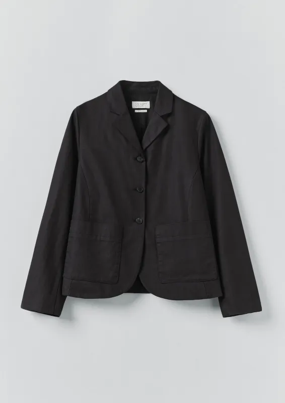 Cotton Wool Herringbone Jacket | Black sold by TOAST