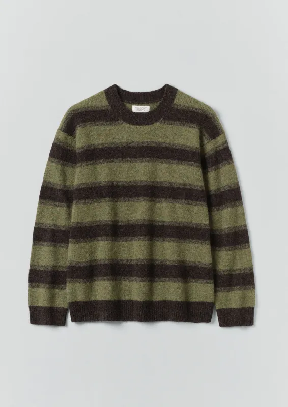 Alpaca Wool Stripe Sweater | Bark/Foliage Green sold by TOAST