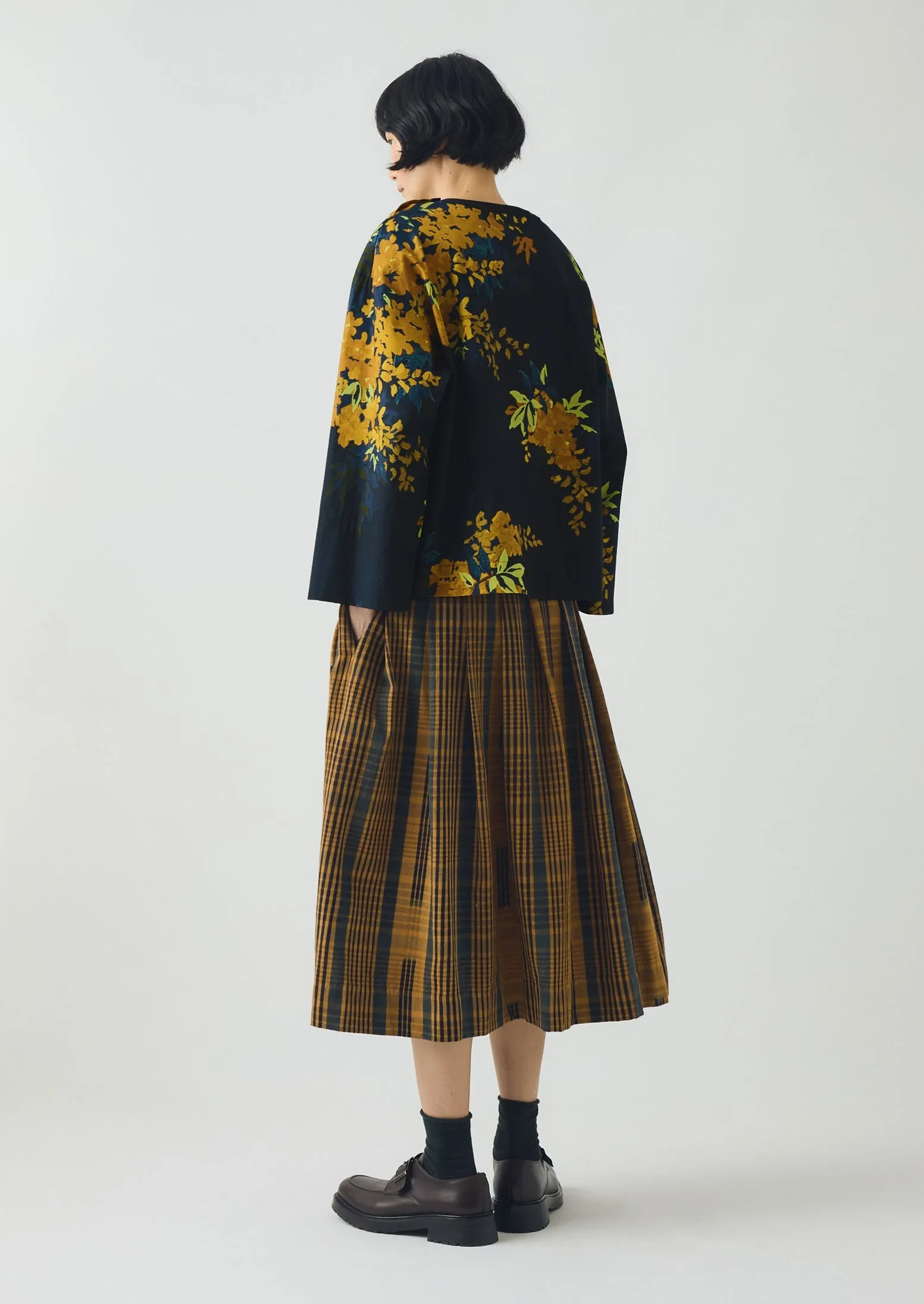 Space Dyed Check Wrap Skirt | Golden Brown sold by TOAST product image thumbnail 4