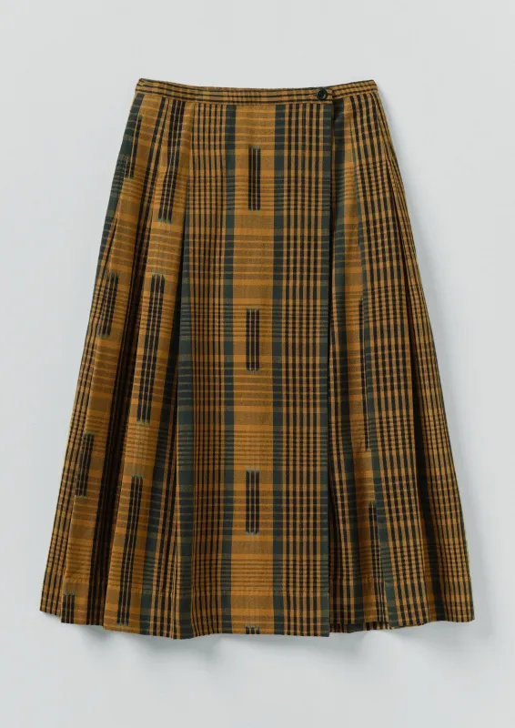 Space Dyed Check Wrap Skirt | Golden Brown sold by TOAST