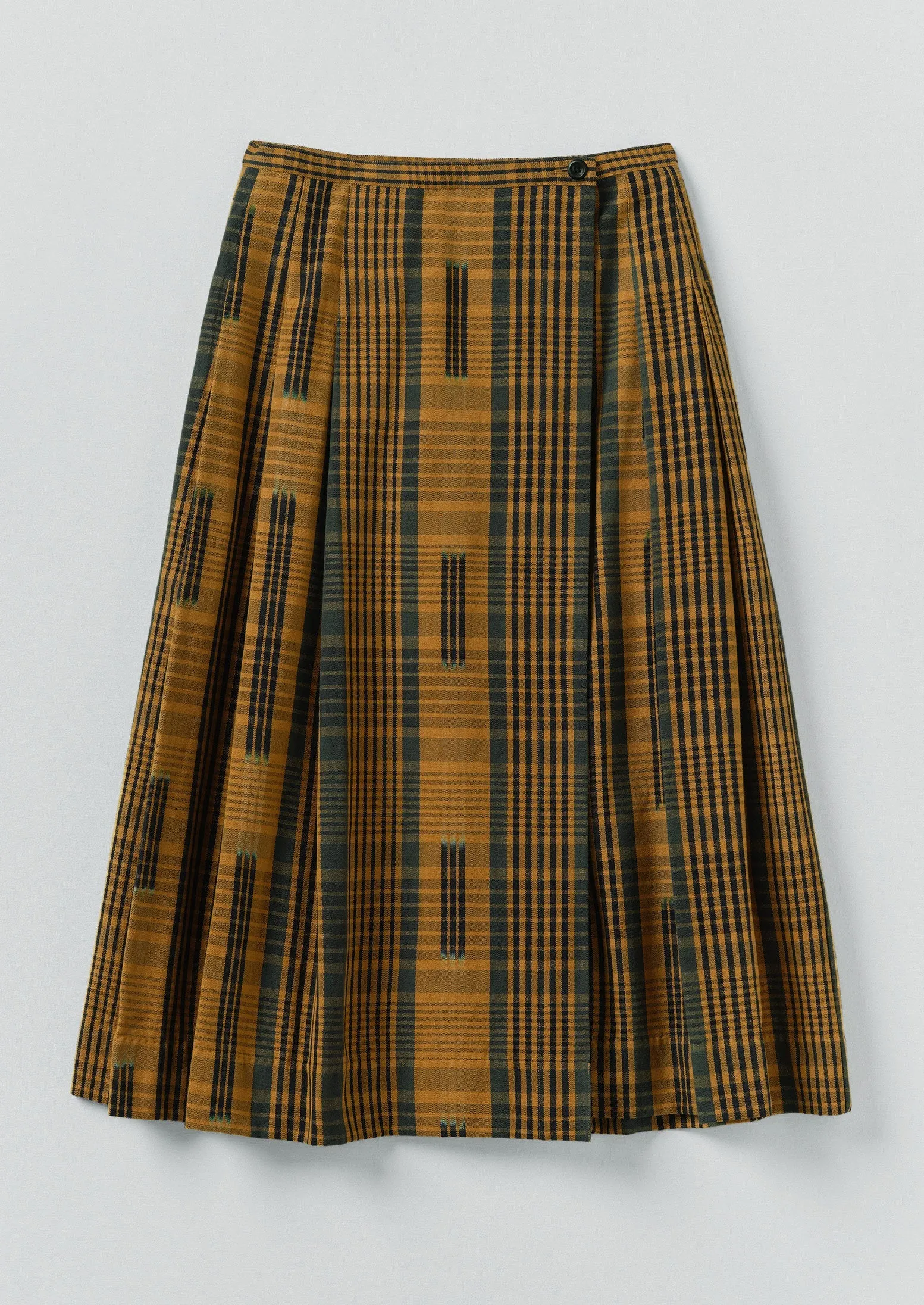 Space Dyed Check Wrap Skirt | Golden Brown sold by TOAST