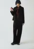 Cotton Wool Herringbone Pleat Front Trousers | Black sold by TOAST