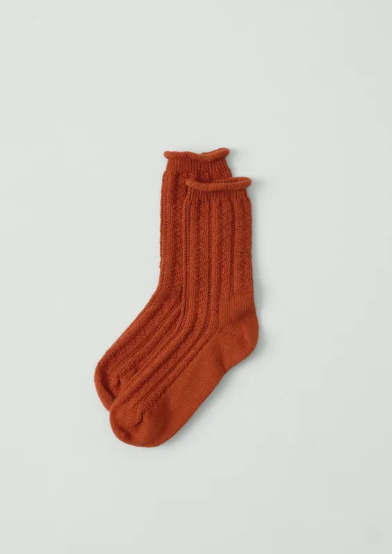 Guernsey Stitch Cotton Socks | Rust sold by TOAST