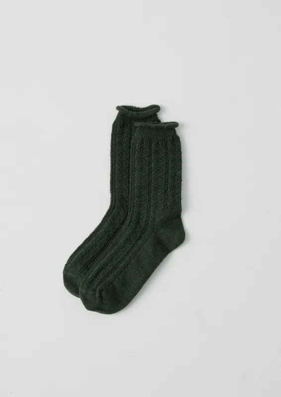 Guernsey Stitch Cotton Socks | Dark Green sold by TOAST
