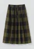 Crinkle Cotton Macro Gingham Skirt | Olive/Black sold by TOAST