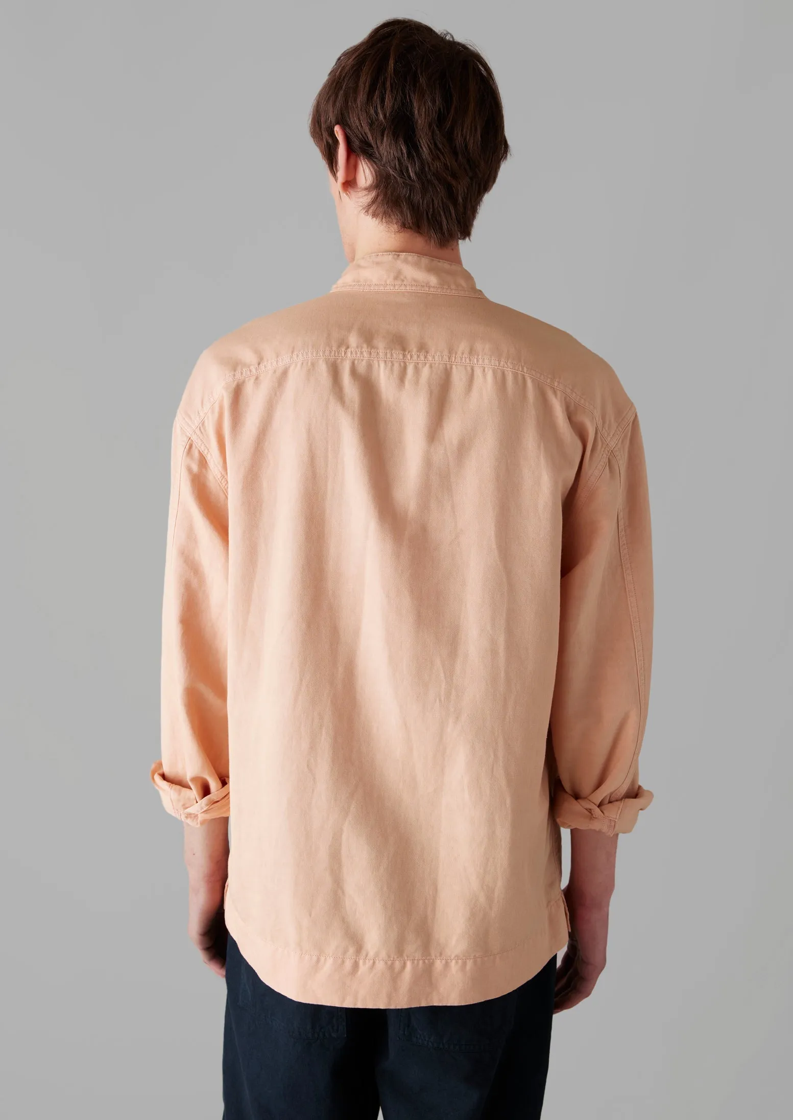 Grandad Collar Half Placket Cotton Linen Shirt | Nectar Pink sold by TOAST product image thumbnail 5