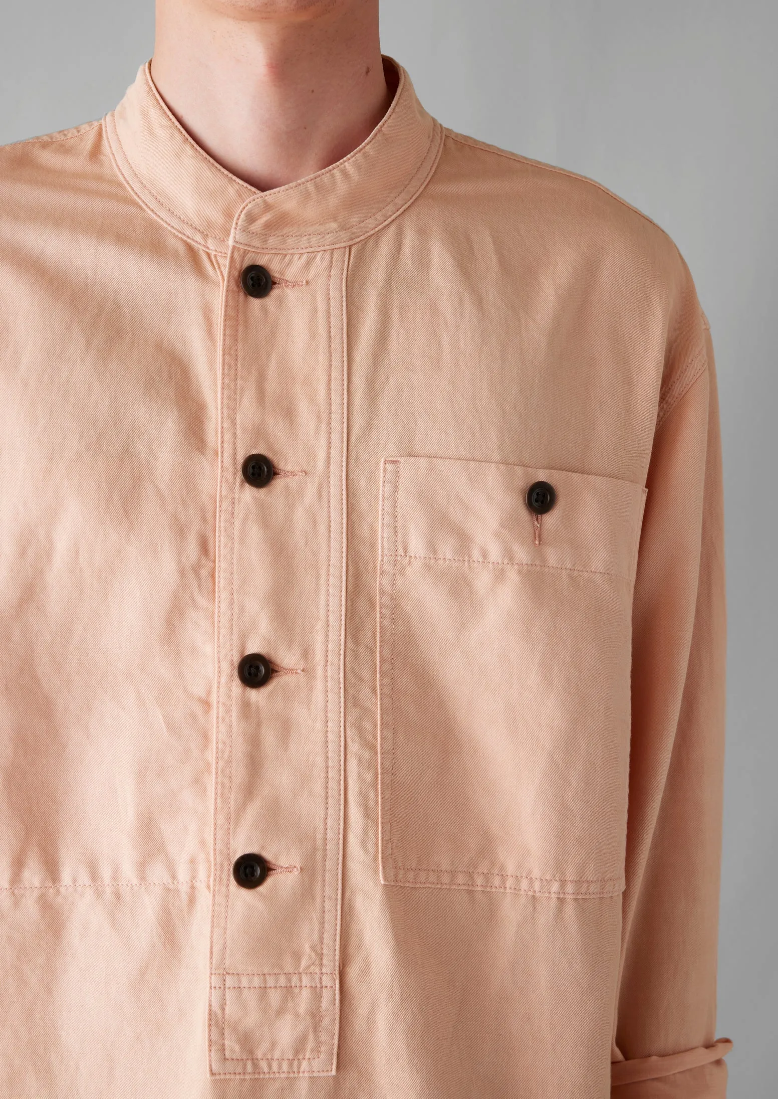 Grandad Collar Half Placket Cotton Linen Shirt | Nectar Pink sold by TOAST product image thumbnail 4