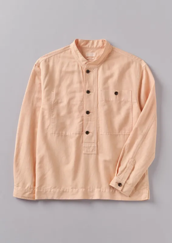 Grandad Collar Half Placket Cotton Linen Shirt | Nectar Pink sold by TOAST