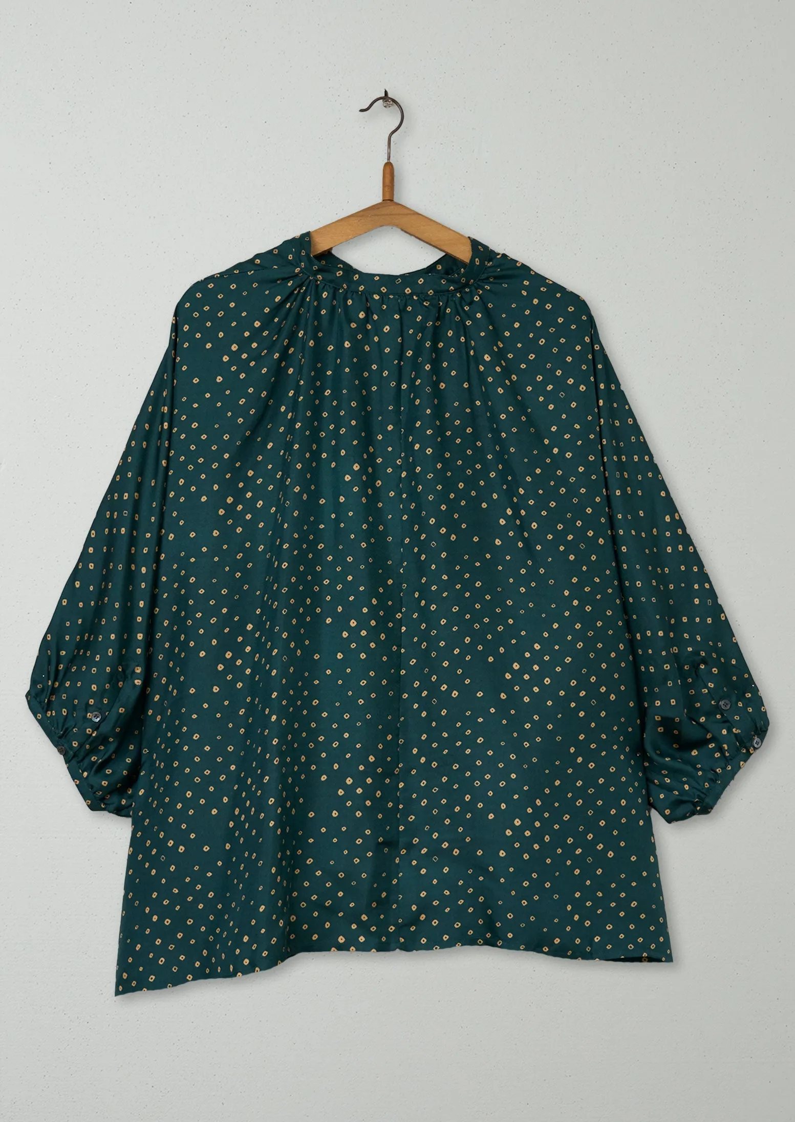 Reworn Lise Print Silk Top Size L (589) | Verdigris sold by TOAST product image thumbnail 2