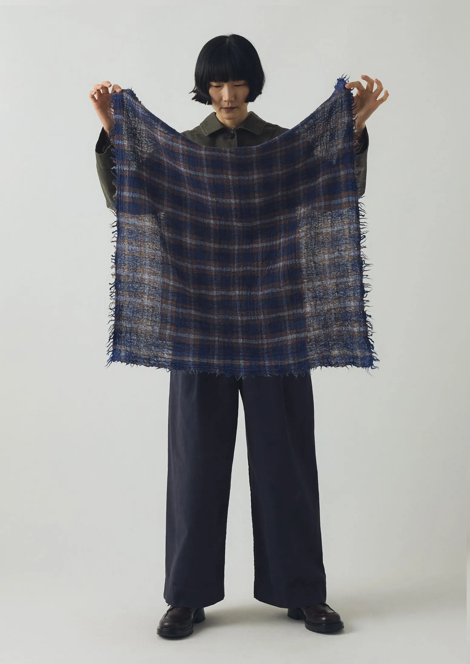 Reading Check Boiled Wool Scarf | Shadow Blue sold by TOAST product image thumbnail 3