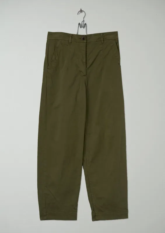 Reworn Darted Cotton Twill Trousers Size 8 (796) | Green made by TOAST